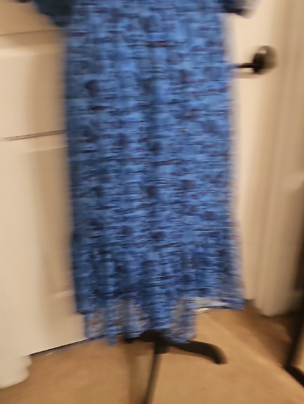 Old Navy Blue Floral V-Neck Midi Dress with Smocked Waist and Puff Sleeves - Picture 7 of 8